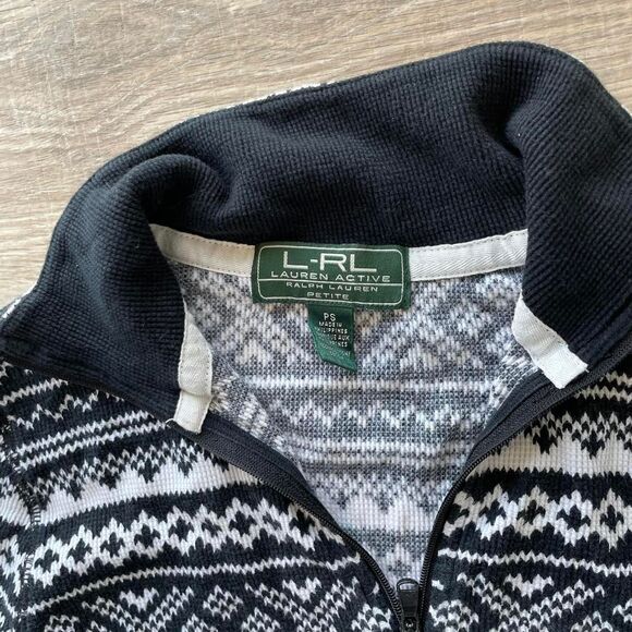 LRL Ralph Lauren Active Allover Print Thermal Top Women's Petite Small Ski Lodge - Picture 5 of 8